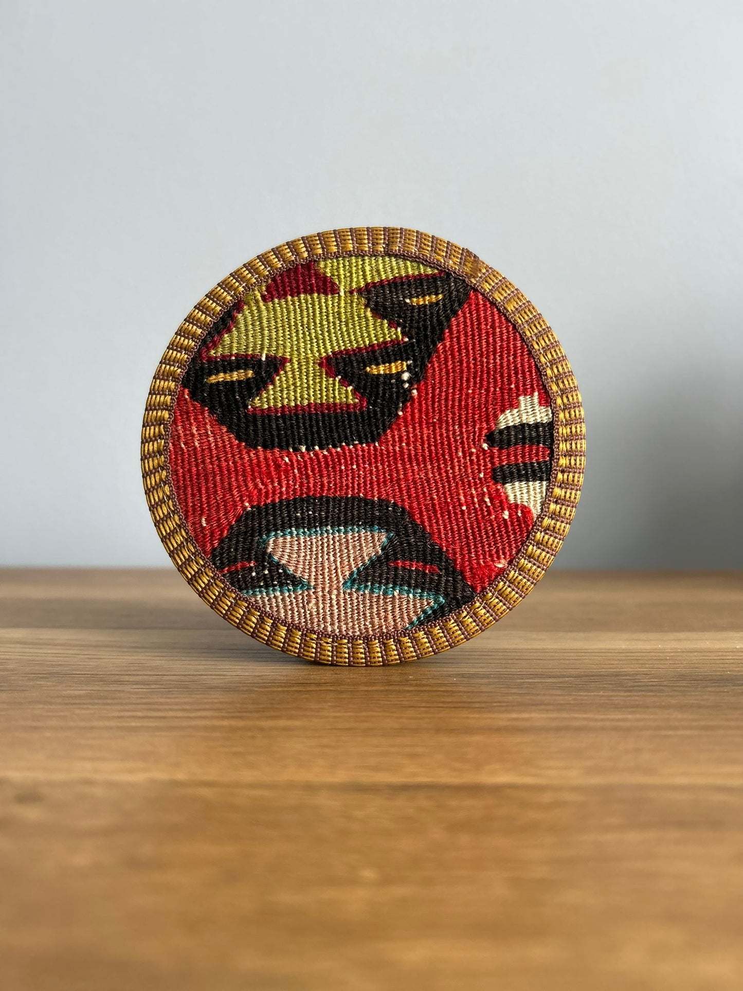 Handwoven Kilim Coffee Coasters – Vintage Turkish Wool (Set of 2)